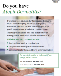 Moderate-to-Severe Atopic Dermatitis (Eczema) for Teens Clinical Trial Flyer