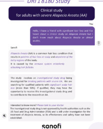 Severe Alopecia Areata (Hair Loss) Clinical Trial Flyer